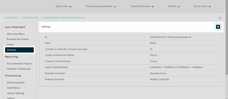 Business Voice Portal - Group Services - Auto Attendant